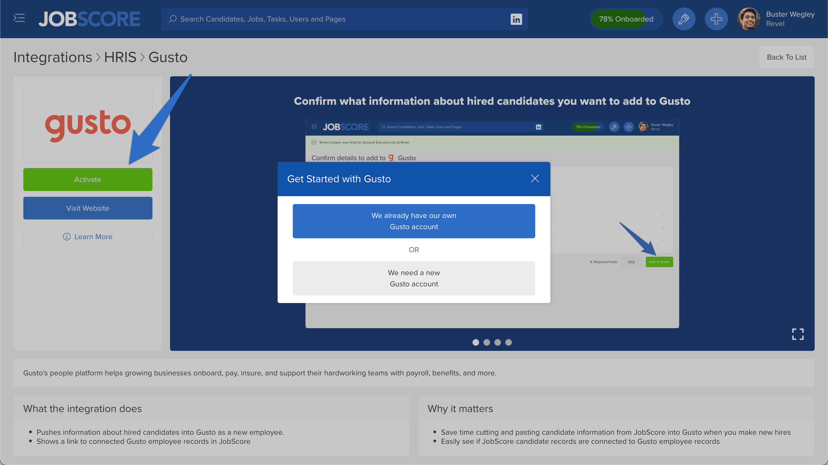 How do I use the Gusto HRIS integration? JobScore Help
