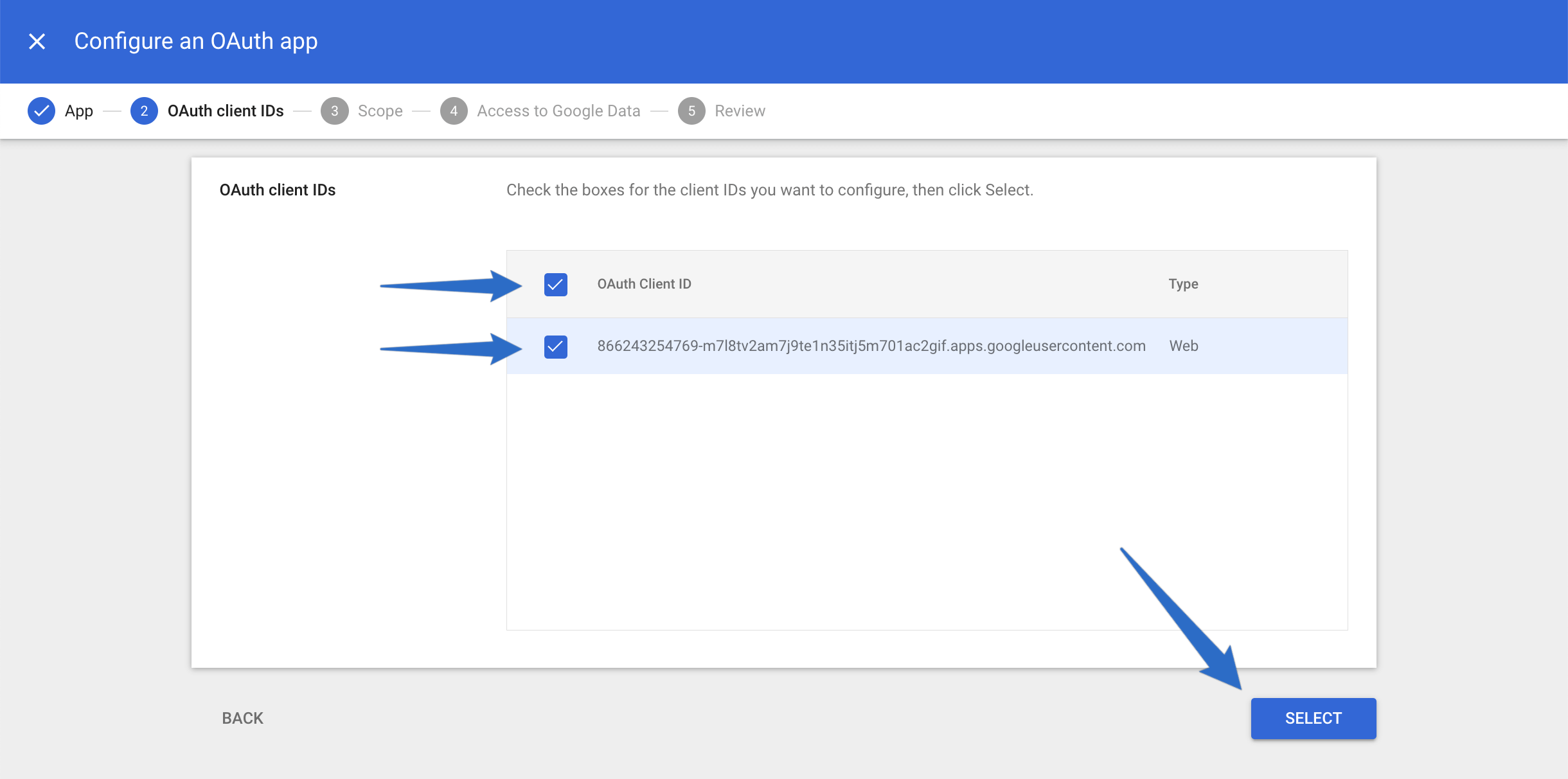 select oauth client ids.png