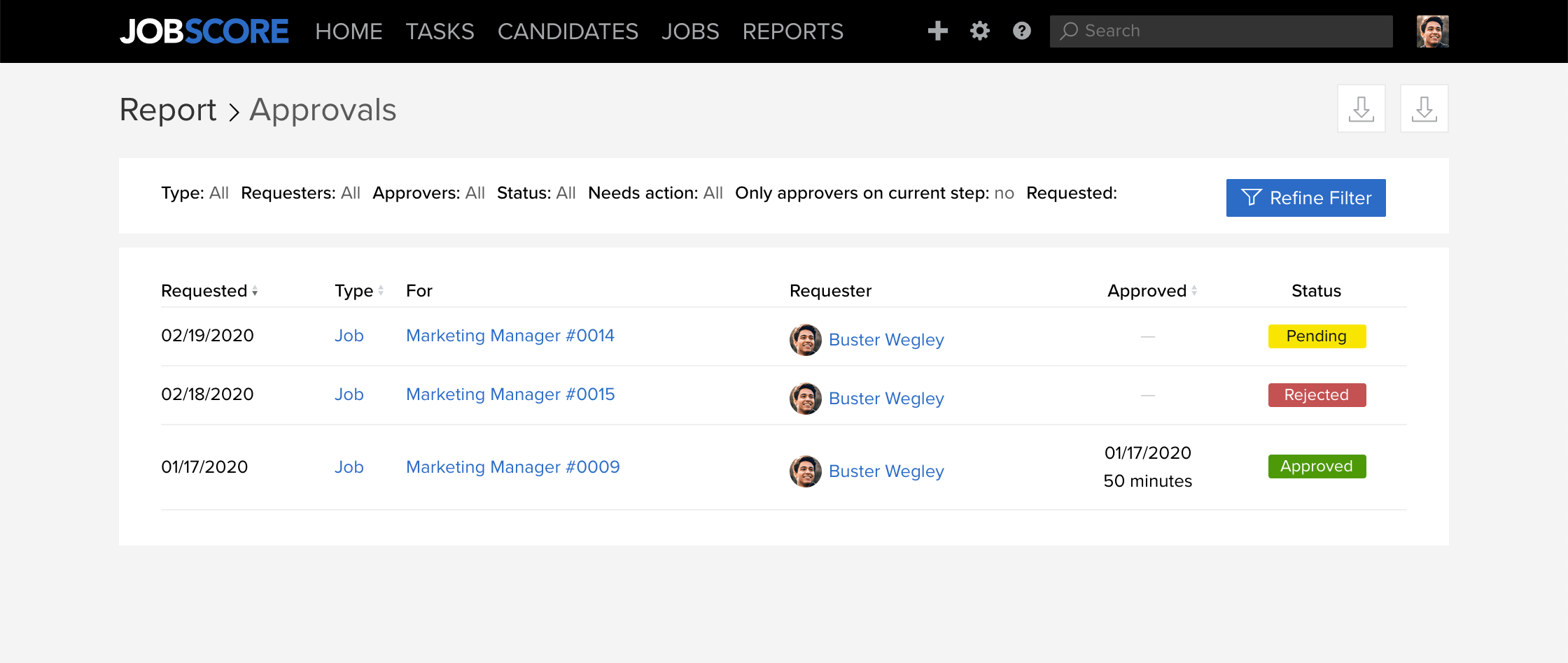 Approval report