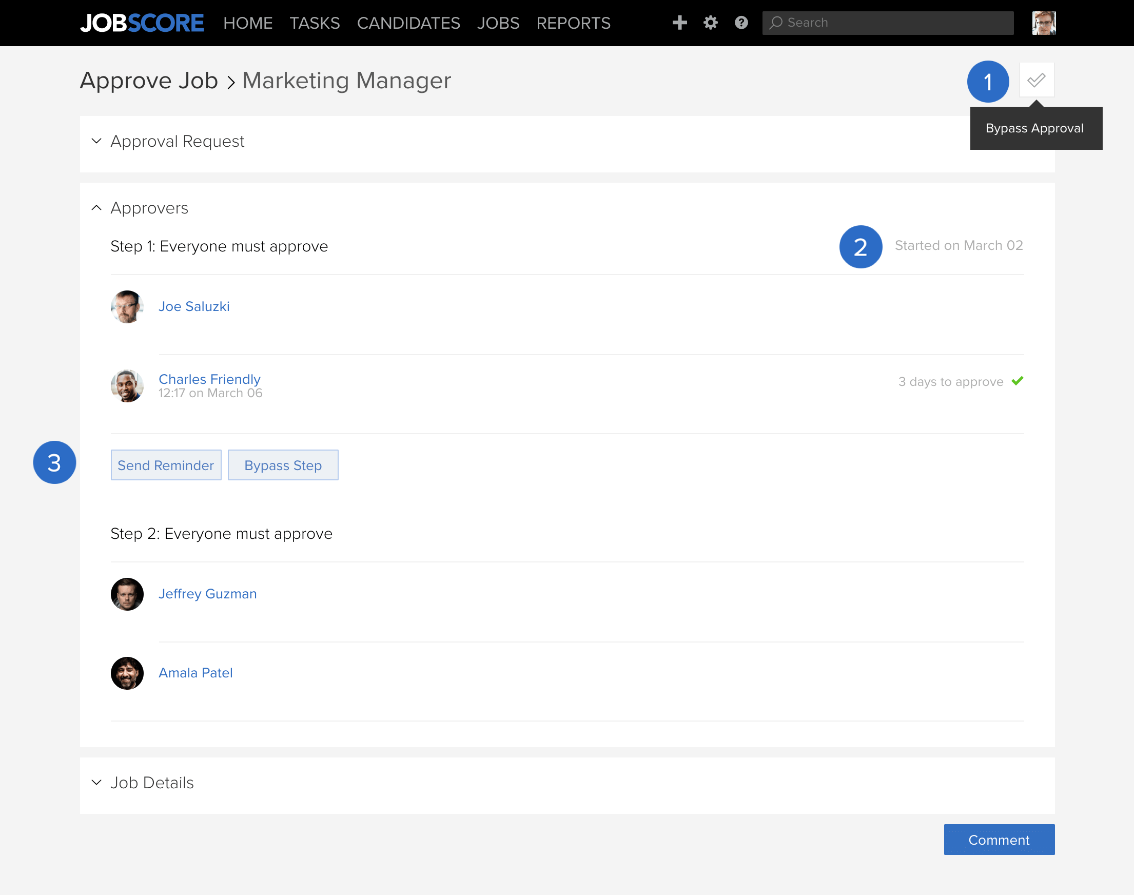 Approval page steps